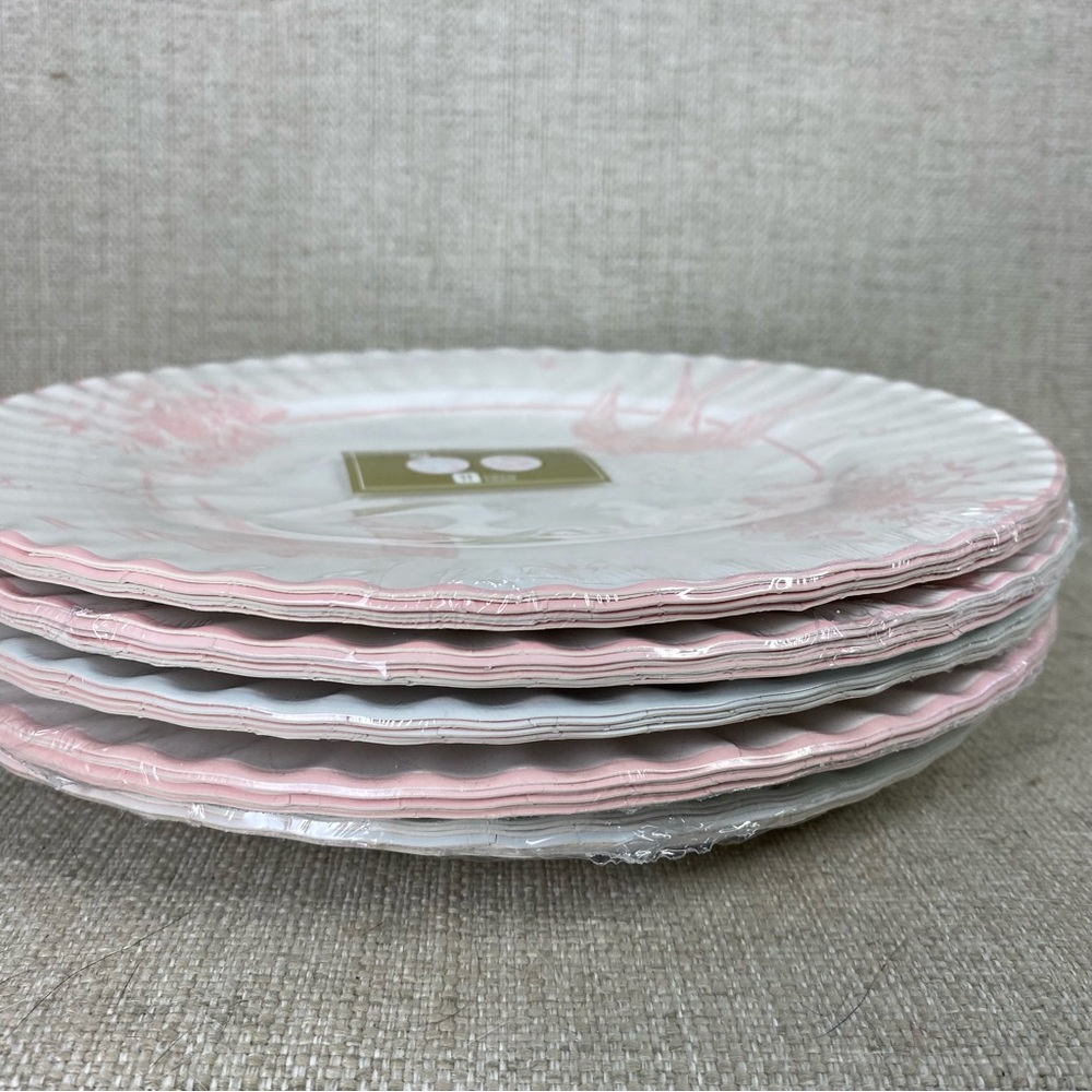 40 Paper Plates pink white floral bird - Picture 5 of 5